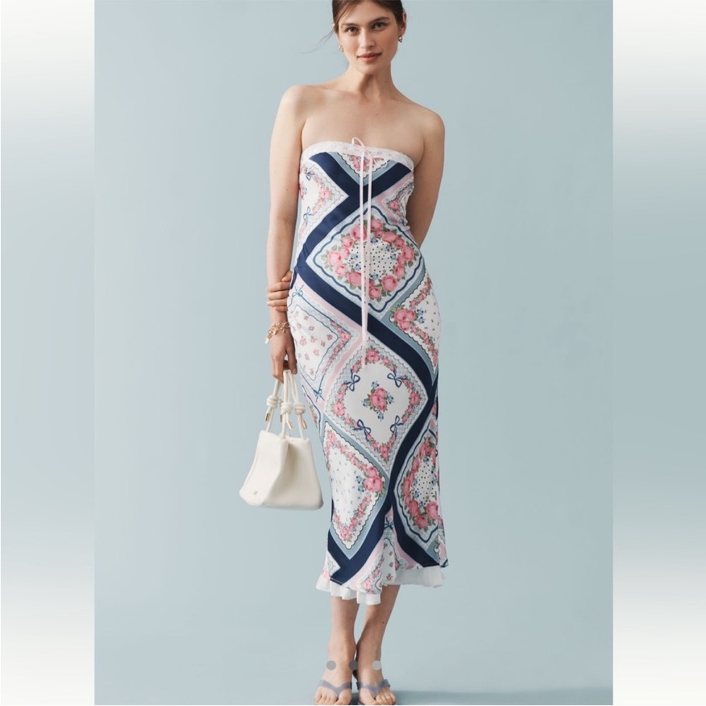 For Love & Lemons Daisy Mae Strapless Midi Slip Dress large